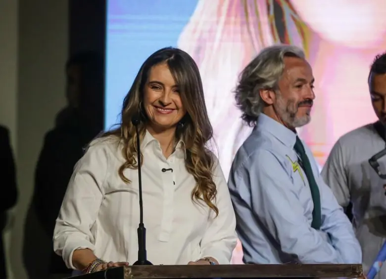 Desde la localidad de Engativá, en el GHL Hotel Capital, la candidata del Centro Democrático dio sus declaraciones tras el cierre del sufragio FOTO: COLPRENSA