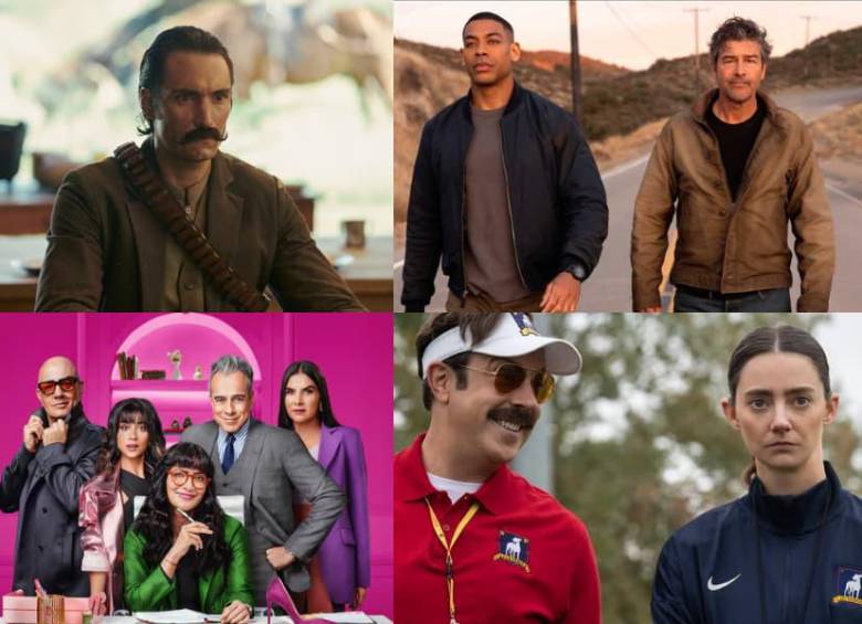 Cien años de soledad, Linternas, Betty La Fea: Más fea que nunca y Ted Lasso son algunas de las series que se estrenarán en agosto de 2026. FOTO: Cortesía Netflix, HBO Max, Prime Video y Apple TV.