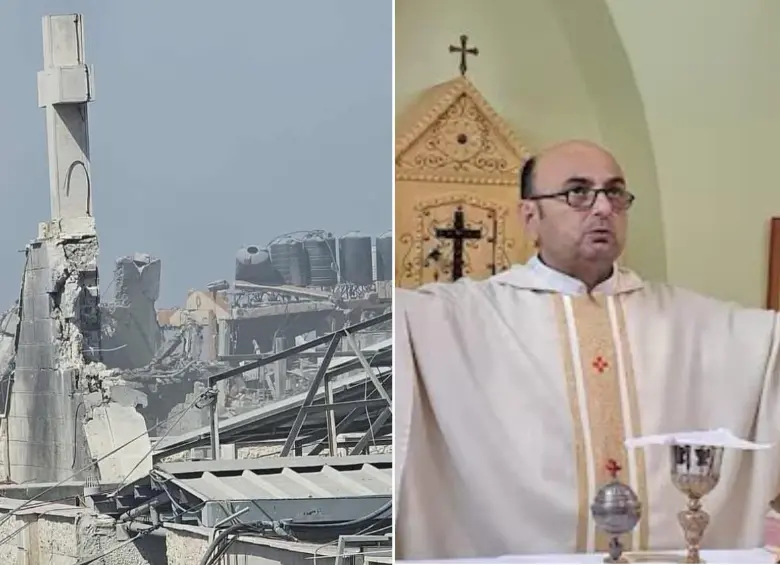 Bombardeo en la única iglesia católica de la ciudad de Gaza. FOTOS: Tomada de X - Universitarios Católicos @UniCatolicos_es