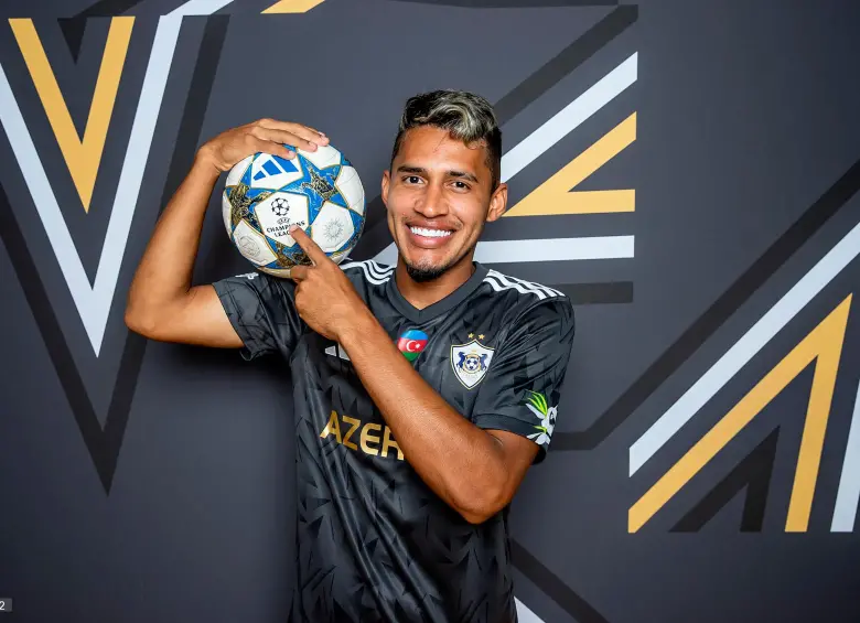 El delantero samario Camilo Durán, de 23 años (cumplirá 24 el 10 de febrero), suma cinco goles con e Qarabag, su equipo. De ellos, cuatro han sido en la Champions League, donde ocupan el puesto 18. Foto: Getty