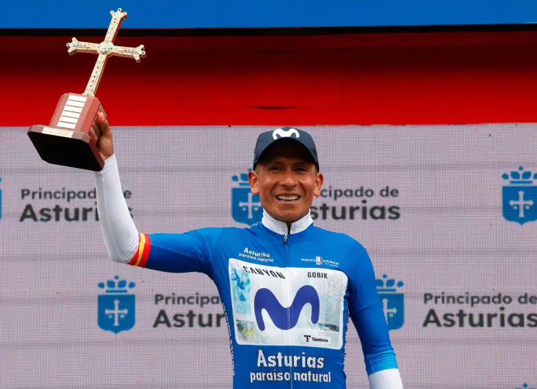 El ciclista colombiano Nairo Quintana consiguió su tercer título en la Vuelta a Asturias. Foto: tomada del x de @Movistar_Team