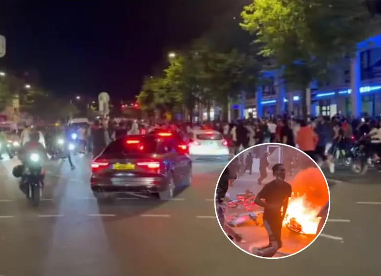 Caos en Londres: violentos disturbios tras el partido entre Francia y Marruecos. FOTOS: Capturas de video X @MundoEConflicto