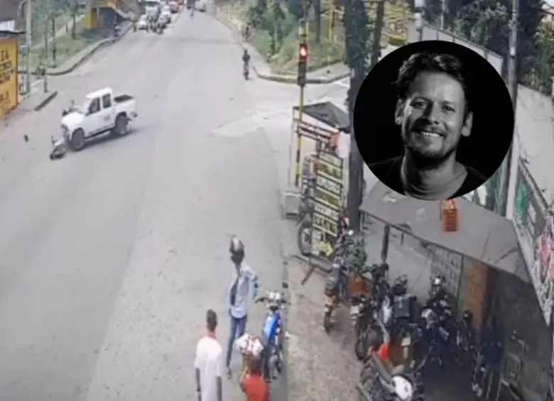 Este es un fotograma de la grabación tomada por las cámaras cercanas al lugar donde ocurrió el accidente de Jhon Freddy Martínez. FOTO Captura de pantalla tomada de @primeroennoticiasbga