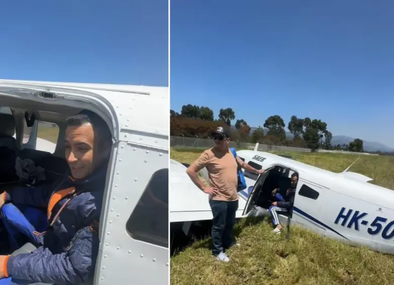 Jhon Alex Castaño presentó un incidente al aterrizar al aeropuerto de Paipa, Boyacá. FOTO: Captura de video 
