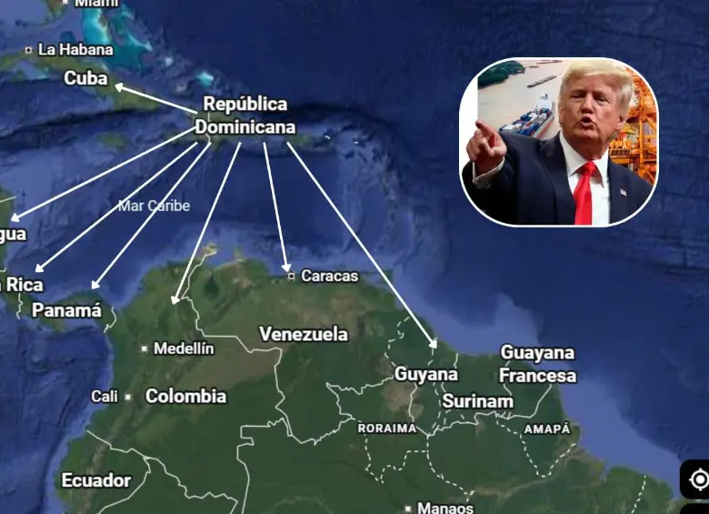 Donald Trump aseguró un punto estratégico en República Dominicana para los operativos contra las narcolanchas en el Caribe. FOTO: Diseño EC
