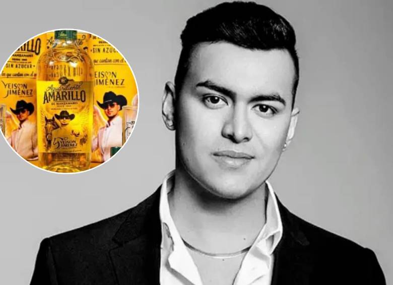 Estarían sacando botellas de Aguardiente Amarillo con el rostro de Yeison Jiménez. FOTO: Fotos - cortesía y tomada de las redes sociales 