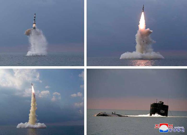 Corea del Norte señaló que sus dos misiles fueron lanzados desde el submarino “8.24 Yongung” y que el objetivo fue impactado. FOTO CORTESÍA 