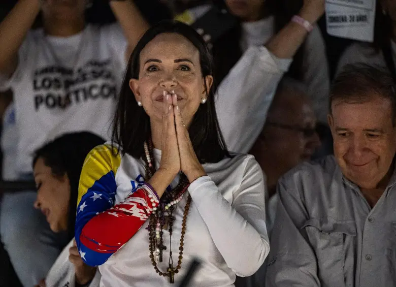 María Corina Machado, en uno de sus últimos actos públicos en Venezuela, en 2024. FOTO: GETTY