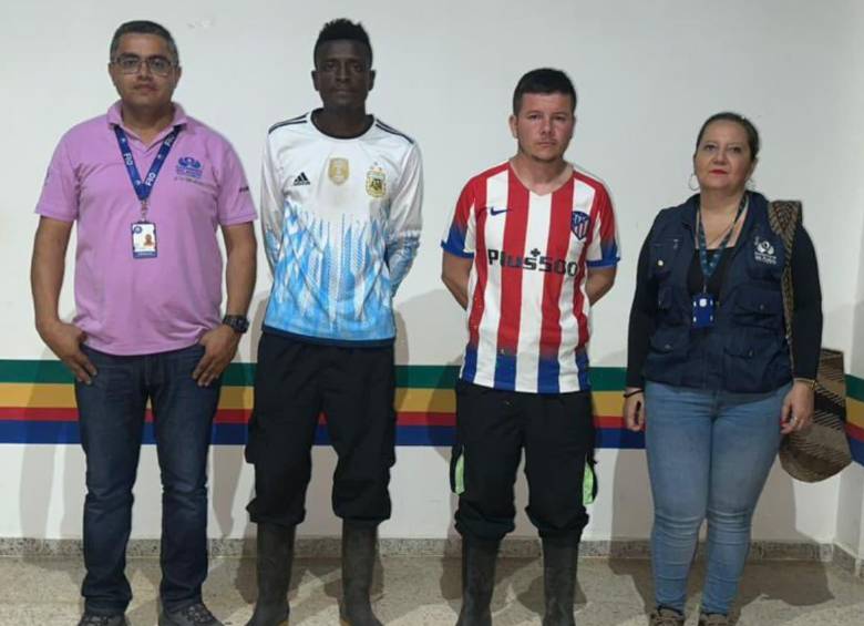 Ángel González Garcés y Édgar Mina Carabalí fueron liberados. FOTO: Defensoría del Pueblo