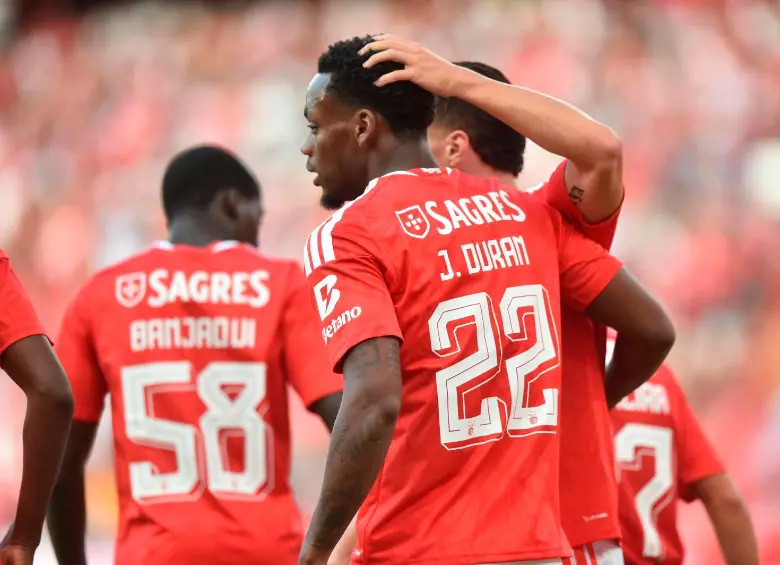 Jhon Jader Durán marcó su primer gol con Benfica en un amistoso. FOTO: @vaibenfica1904