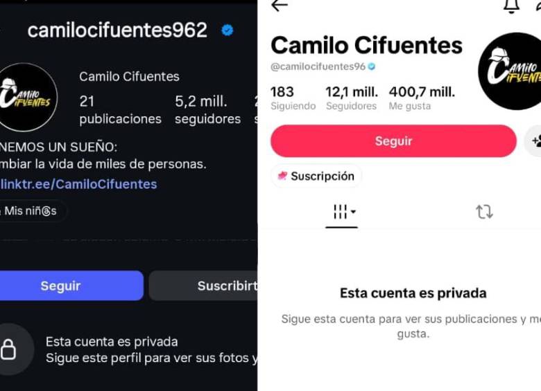 Camilo Cifuentes eliminó la historia en la que publicó su mensaje y sus principales cuentas en redes sociales ahora aparecen privadas o no disponibles. FOTO: Camilo Cifuentes.