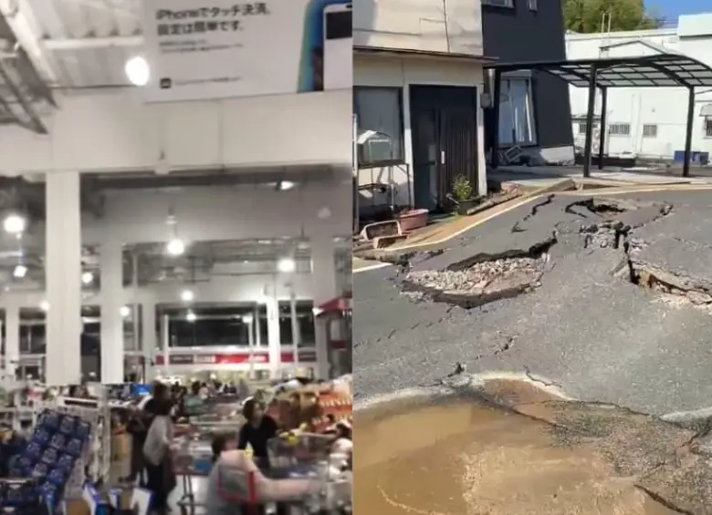 Equipos de emergencia inspeccionan los daños provocados por el terremoto de magnitud 7,1 que sacudió la isla de Kyushu, en el suroeste de Japón, donde decenas de personas resultaron heridas y varios edificios colapsaron. FOTO: tomadas de X. 
