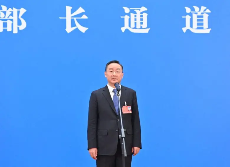 El exministro de Agricultura chino en una intervención, en ese entonces, en la quinta sesión de la XIII Asamblea Popular Nacional en Beijing, capital de China. FOTO: AFP