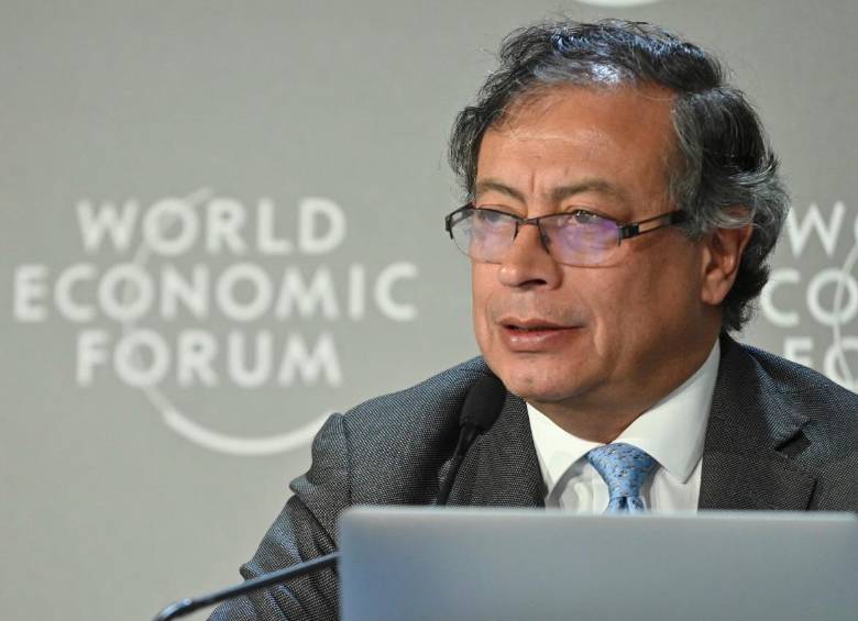 El presidente Gustavo Petro durante su participación en el Foro Económico Mundial de 2023. FOTO: Colprensa