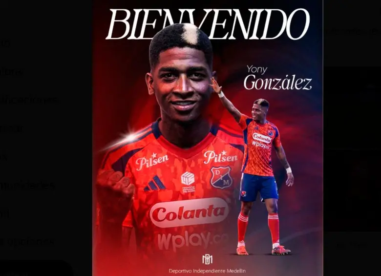 Yony González, delantero que se une al Independiente Medellín, firmó contrato por dos años. FOTO CORTESÍA DIM 