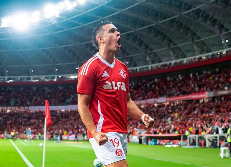 El delantero colombiano Rafael Santos Borré suma 5 goles en 2025 con el Inter de Porto Alegre. FOTO: GETTY