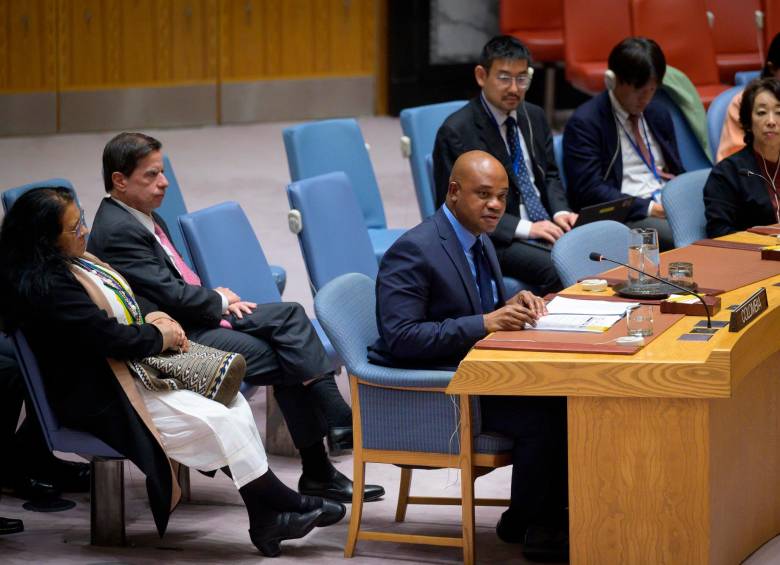 El canciller de Colombia, Luis Gilberto Murillo, durante su intervención ante el Consejo de Seguridad de la ONU. FOTO CORTESÍA