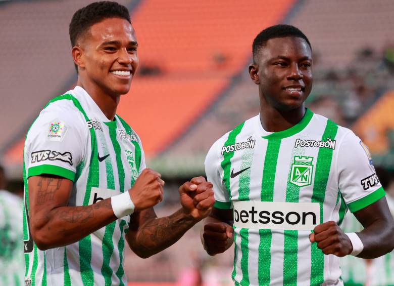 Juan Manuel Zapata y Marino Hinestroza, dos figuras de Atlético Nacional para enfrentar al Sao Paulo. FOTO MANUEL SALDARRIAGA