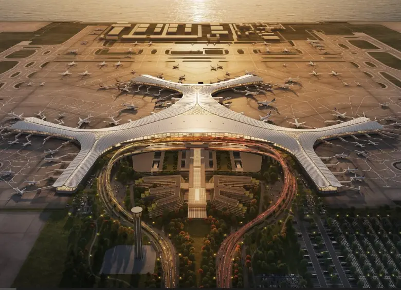 China construye el Aeropuerto Internacional Dalian Jinzhouwan en la bahía de Jinzhou (Jinzhou Bay). FOTO: Dalian International Airport