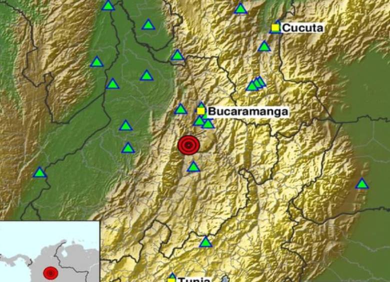 Los Santos, Santander, fue el epicentro de un sismo de magnitud 4,2 registrado este jueves 3 de septiembre a las 11:58 a. m., según el Servicio Geológico Colombiano. FOTO: SGC.