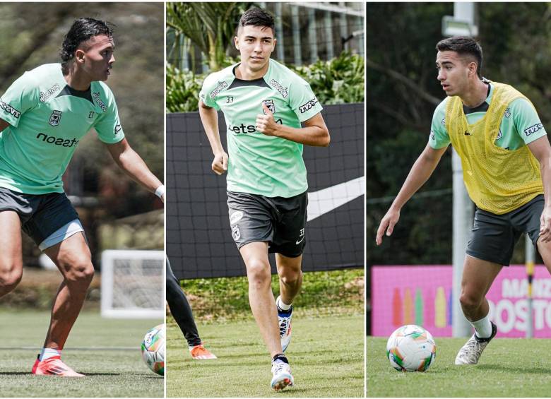 Varios de los jugadores más jóvenes de la plantilla de Atlético Nacional en medio de un entrenamiento en la sede de Guarne, Antioquia. FOTO: ATLÉTICO NACIONAL