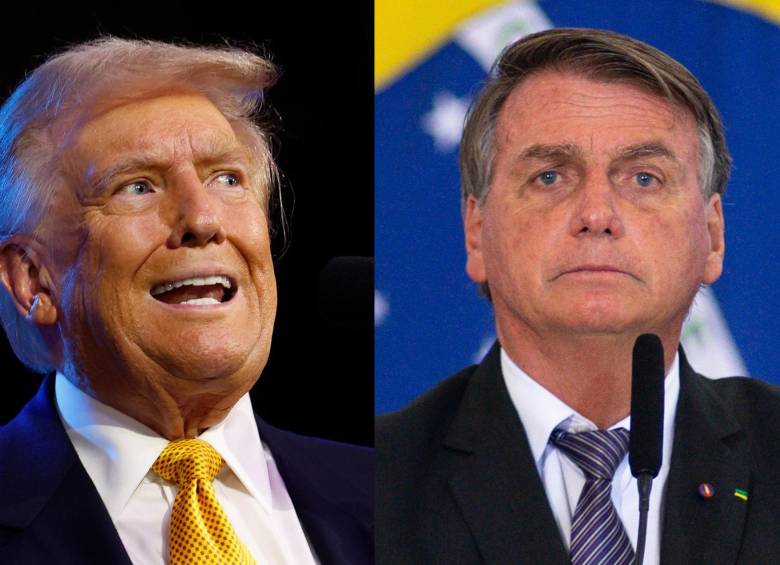 El expresidente y ahora candidato a la Casa Blanca, Donald Trump, y el expresidente de Brasil, Jair Bolsonaro. FOTO: GETTY