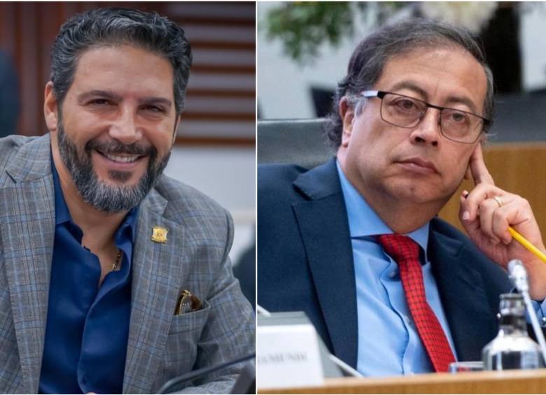 El representante a la Cámara avalado por el Pacto Histórico, Agmeth Escaf y el presidente de la república Gustavo Petro. FOTO: REDES SOCIALES AGMETH ESCAF Y GETTY