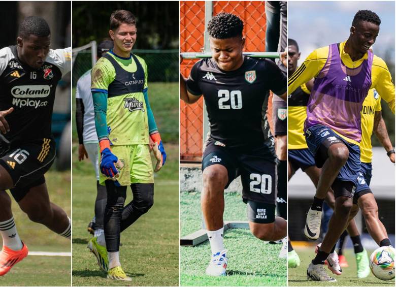 Algunos de los jugadores más jóvenes en los entrenamientos. FOTO: REDES SOCIALES DIM, ENVIGADO, CALI Y MILLONARIOS