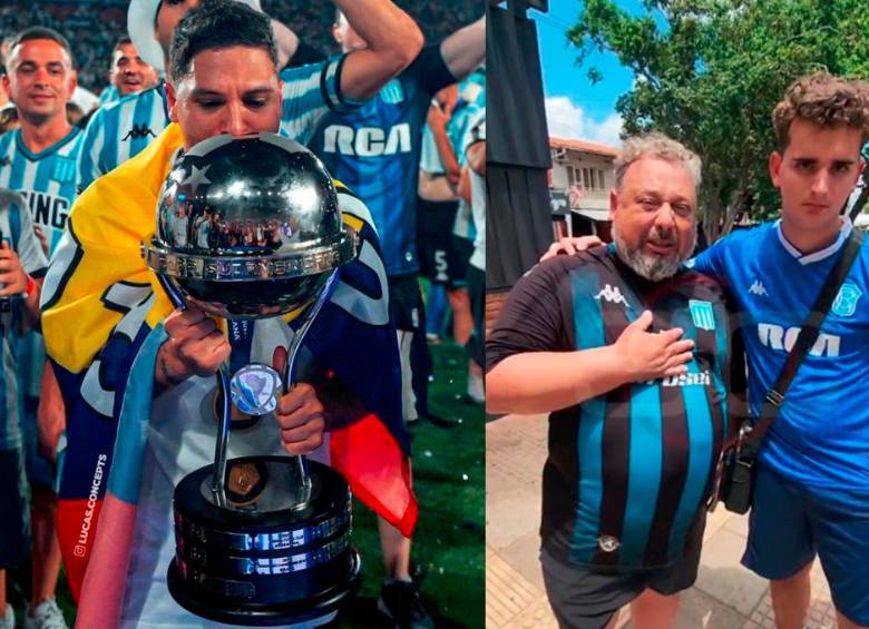 El padre y su hijo, hinchas de Racing, jamás olvidarán el gesto que tuvo Juan Fernando Quintero con ellos, y que hizo posible que vivieran en vivo el título de la Copa Sudamericana. FOTOs racing y sportscenter