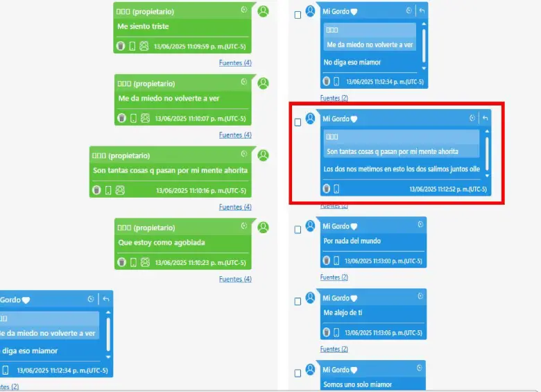 Estas son conversaciones entre Katherine Martínez y su pareja Brayan Martínez después del atentado contra Miguel Uribe.