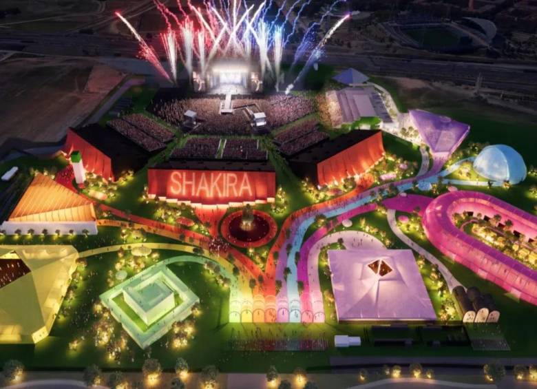 Los espacios de Makondo Park reúnen música, literatura, gastronomía y propuestas culturales inspiradas en el universo de Shakira y la identidad latinoamericana. Foto: Bjarke Ingels Group