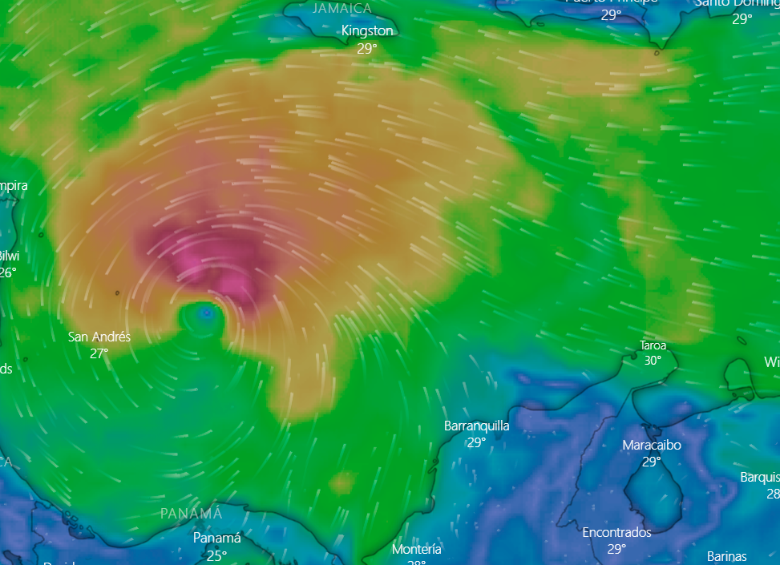 La tormenta tropical Julia podría convertirse en huracán en la tarde de este sábado. FOTO: CAPTURA DE WINDY