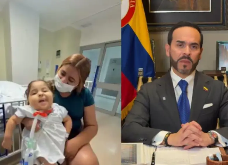 Carla Elena Parejo, de tres años, requiere ventilación mecánica y oxígeno de manera permanente. Su caso generó la intervención del presidente Abelardo De La Espriella y una respuesta de Nueva EPS. FOTO: Abelardo de la Espriella. 