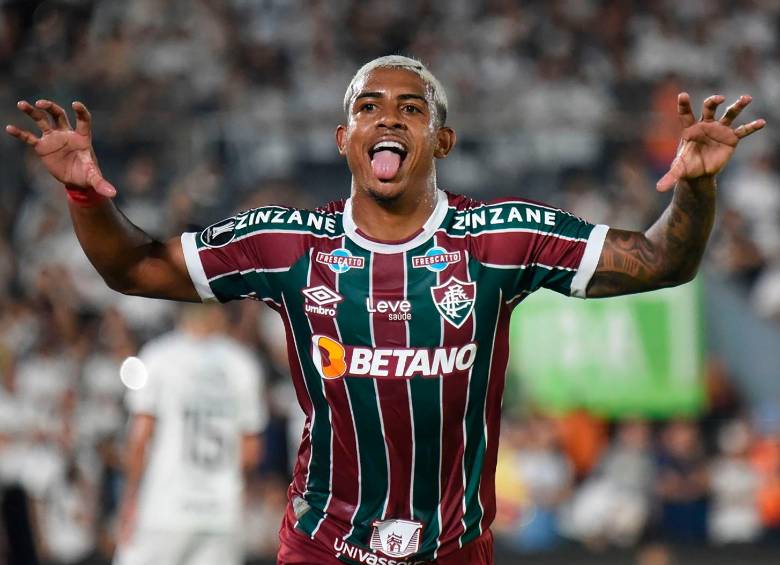 John Kennedy, suspendido por la polémica, anotó el tanto definitivo que dio a Fluminense su primera Copa Libertadores en el año 2023. FOTO Getty