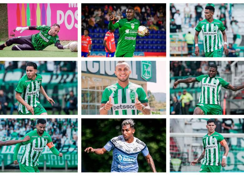 Las 9 caras nuevas con las que Nacional inicia la Liga Betplay-2. Arriba: David Ospina, Kevin Viveros y Willian Tesillo. En el medio: Kevin Parra, Andrés Sarmiento y Dairon Asprilla. Abajo: Edwin Cardona, Alfredo Morelos y Jorman Campuzano. El verde está a la espera de un jugador más. FOTOS NACIONAL
