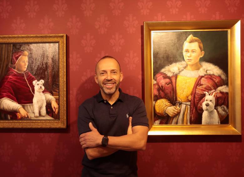 Gabriel Ortega convirtió a Tintín en su alterego luego de pasar su infancia entre cómics, ahora lo pone en sus pinturas para viajar a través del arte y hacer parte de la historia. FOTO Carlos Velásquez