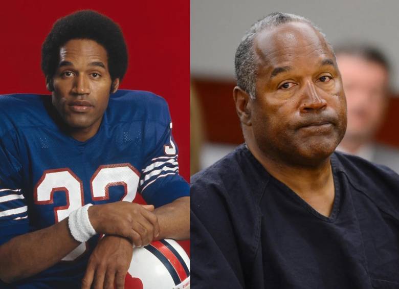 O.J. en los inicios de su carrera y fama deportiva en la NFL y después siendo investigado, con un mal estado de salud. FOTO: GETTY