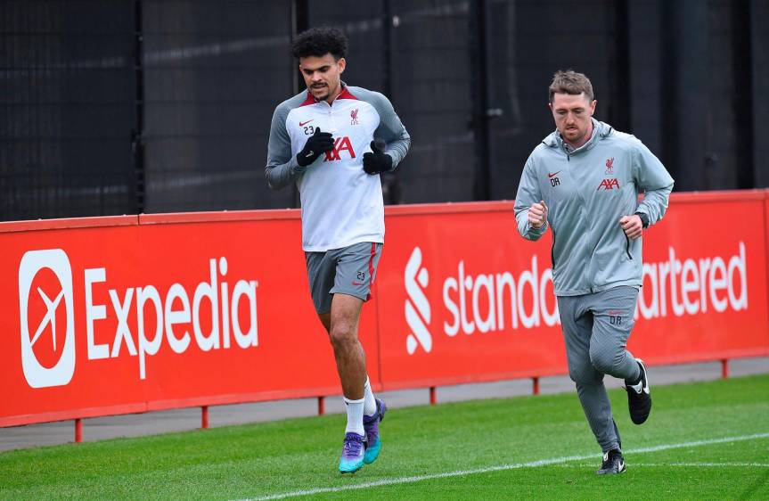 El jugador colombiano Luis Díaz se pone en forma para su regreso. FOTO LIVERPOOL FC