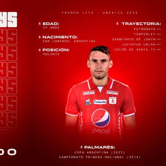 El volante argentino Franco Leys recibió una sanción de tres fechas y se perderá el arranque de los cuadrangulares, América visita a Chicó. FOTO TOMADA @AMERICADECALI