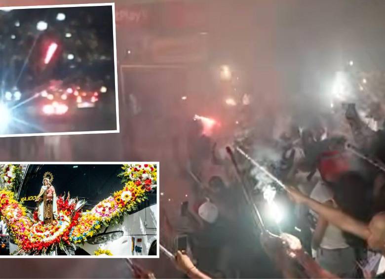 Durante la noche del pasado jueves se presentaron explosiones de pólvora en el sur del Valle de Aburrá. Una de ellas se relacionó con la final de fútbol del barrio Antioquia, mientras que otra se debió a caravanas de la celebración de la Virgen del Carmen, como la ocurrida con taxistas en la calle 30 con la avenida Industriales (detalle superior). FOTOS: CORTESÍA Y EL COLOMBIANO