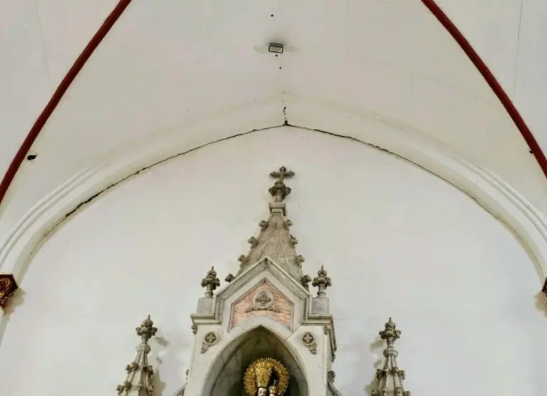 Así quedó el Santuario San José de Venecia, luego del sismo del pasado 10 de agosto. Desde la Gobernación de Antioquia ordenaron su recuperación inmediata. FOTO: CORTESÍA