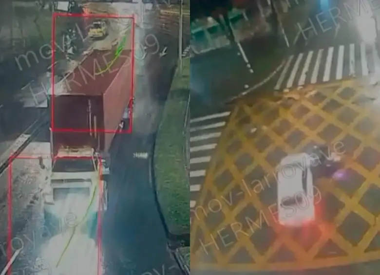 En la primera imagen, el accidente del camión en el que una peatón fue arrollada en La Minorista y falleció en el sitio. En la segunda foto, un carro particular arrolló a dos personas en moto en Villanueva, dejándolos lesionados. El conductor estaba alicorado. FOTOS: TOMADAS DE VIDEO