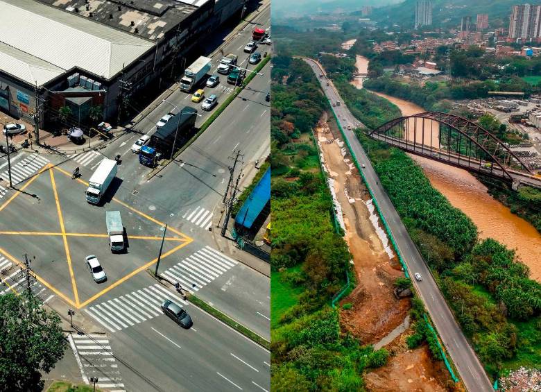 En estos puntos se están haciendo las intervenciones de los puentes de Fábricas Unidas (izq.) y La Seca (der.). FOTOS: CAMILO SUÁREZ Y CORTESÍA