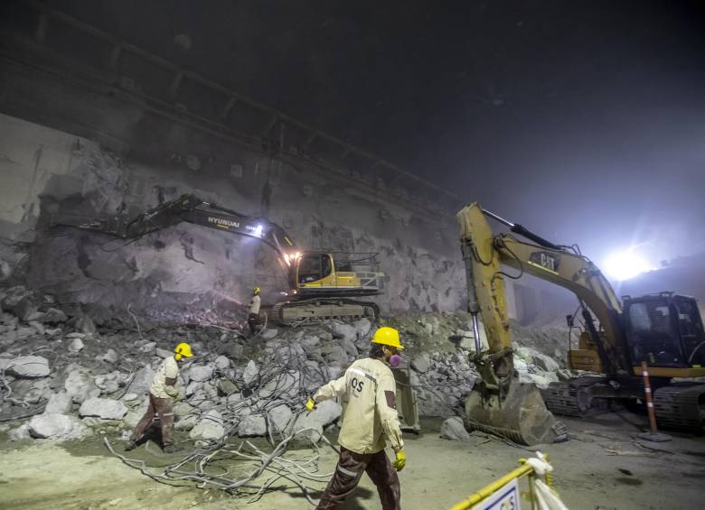 Aspecto de las obras subterráneas en el proyecto de Hidroituango en abril de 2024. FOTO: Juan Antonio Sánchez. Archivo El Colombiano