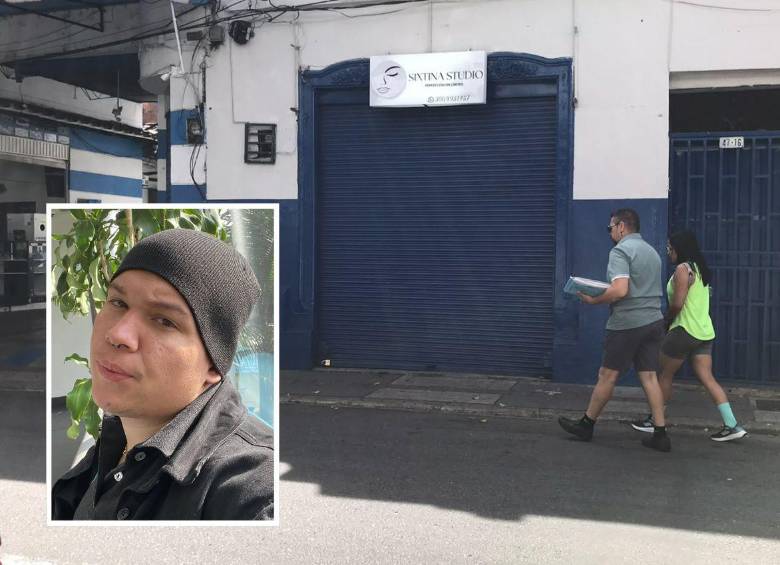 Jhoan Alexis Agudelo Castrillón, de 25 años, había inaugurado este salón de belleza en febrero pasado. Un hombre intentó robarle el celular a una clienta, pero fue baleado cuando intervino. FOTOS: LAURA ROSA JIMÉNEZ VALENCIA Y CORTESÍA.