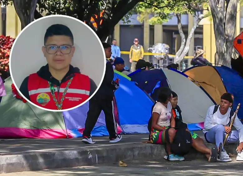 John Carupia, autoridad mayor del Consejo Departamental Indígena de Antioquia (Codian) explicó por qué no participaron de la protesta de este lunes en La Alpujarra. FOTO: CAMILO SUÁREZ Y CORTESÍA