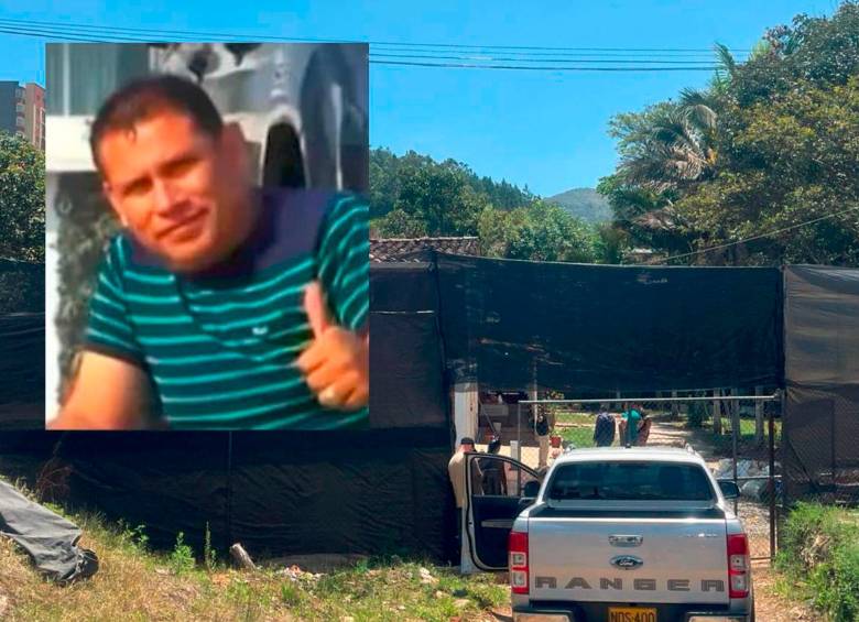 Dentro de este parqueadero del barrio San Vicente, de Guarne, ocurrió el asesinato de estos dos peruanos, entre ellos Josué Oliver Blas Lezama, alias Gato Cote (detalle). FOTO CORTESÍA LA FUENTE GUARNE