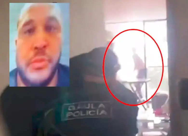 En las imágenes de la Policía Nacional quedaron registrados los momentos en los cuales Ender Alexis Rojas Montán intenta escapar por el balcón, pero al resbalarse cae al vacío. FOTO: CORTESÍA POLICÍA NACIONAL