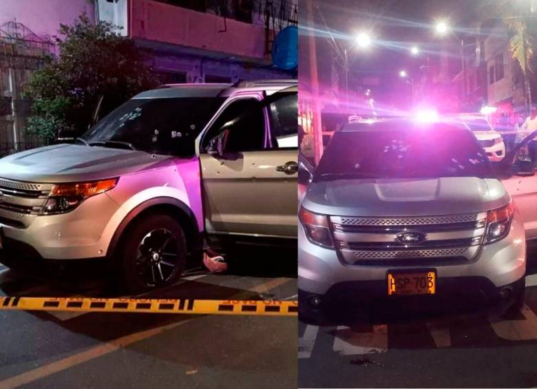 Así quedó el vehículo en el que acribillaron a las dos personas extranjeras cuando se movilizaban por las calles de Bello. FOTOS: CORTESÍA