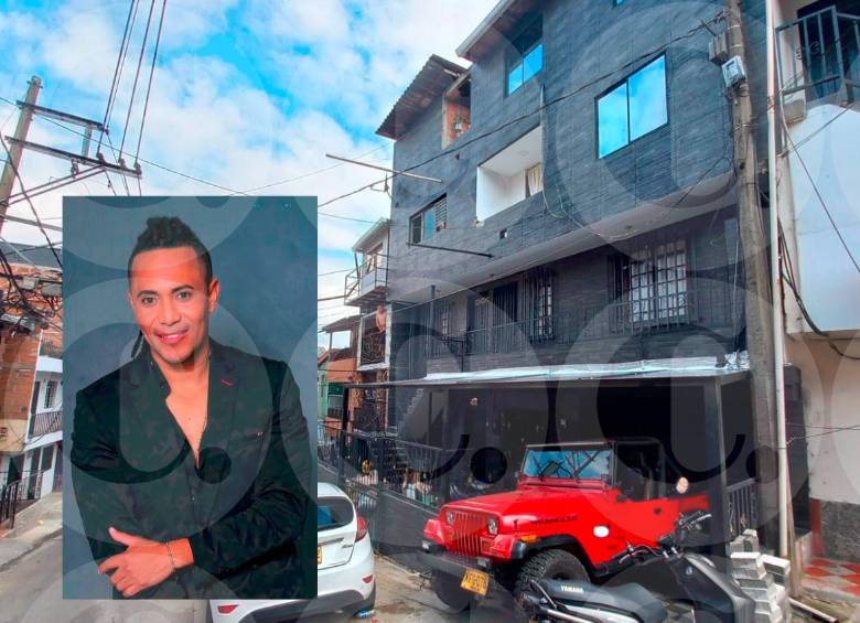 Dentro de esta lujosa vivienda del barrio Santa Cruz, nororiente de Medellín, ocurrió el tiroteo que dejó un muerto y dos lesionados, entre ellos el arista vallenato Yair Ortiz (detalle). FOTO: MAURICIO PALACIO